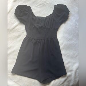 Flowy Black Puff Sleeve Romper